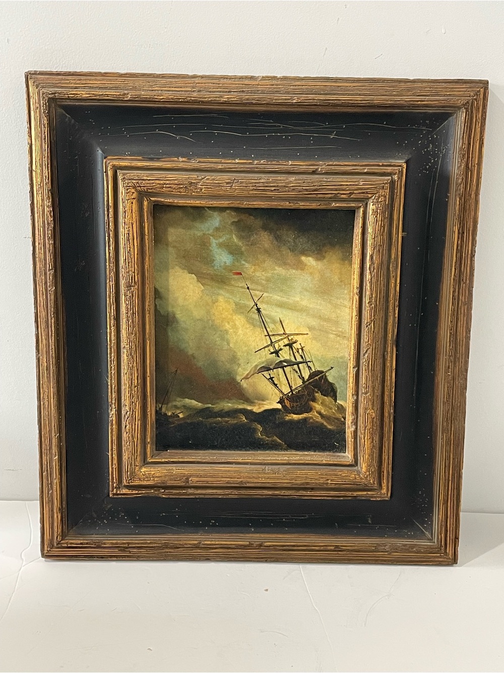 Artiques The Gust Frigate In A Storm Canvas Transfer Ship Vintage Print